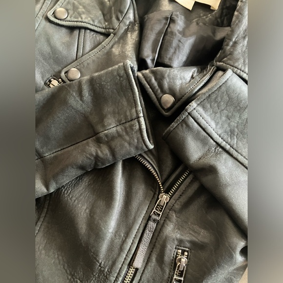 Leather moto biker jacket, black, Treasure & Bond - Picture 8 of 9